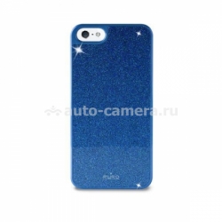 Полиуретановый чехол на заднюю крышку iPhone 5 / 5S PURO Glitter Cover, цвет blue
